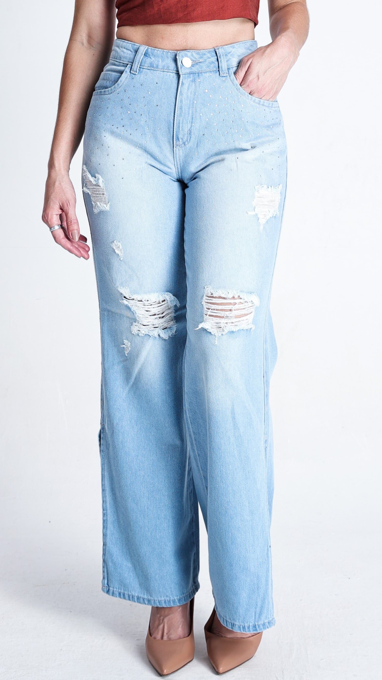 CALÇA JEANS FEMININA WIDE LEG REF5241