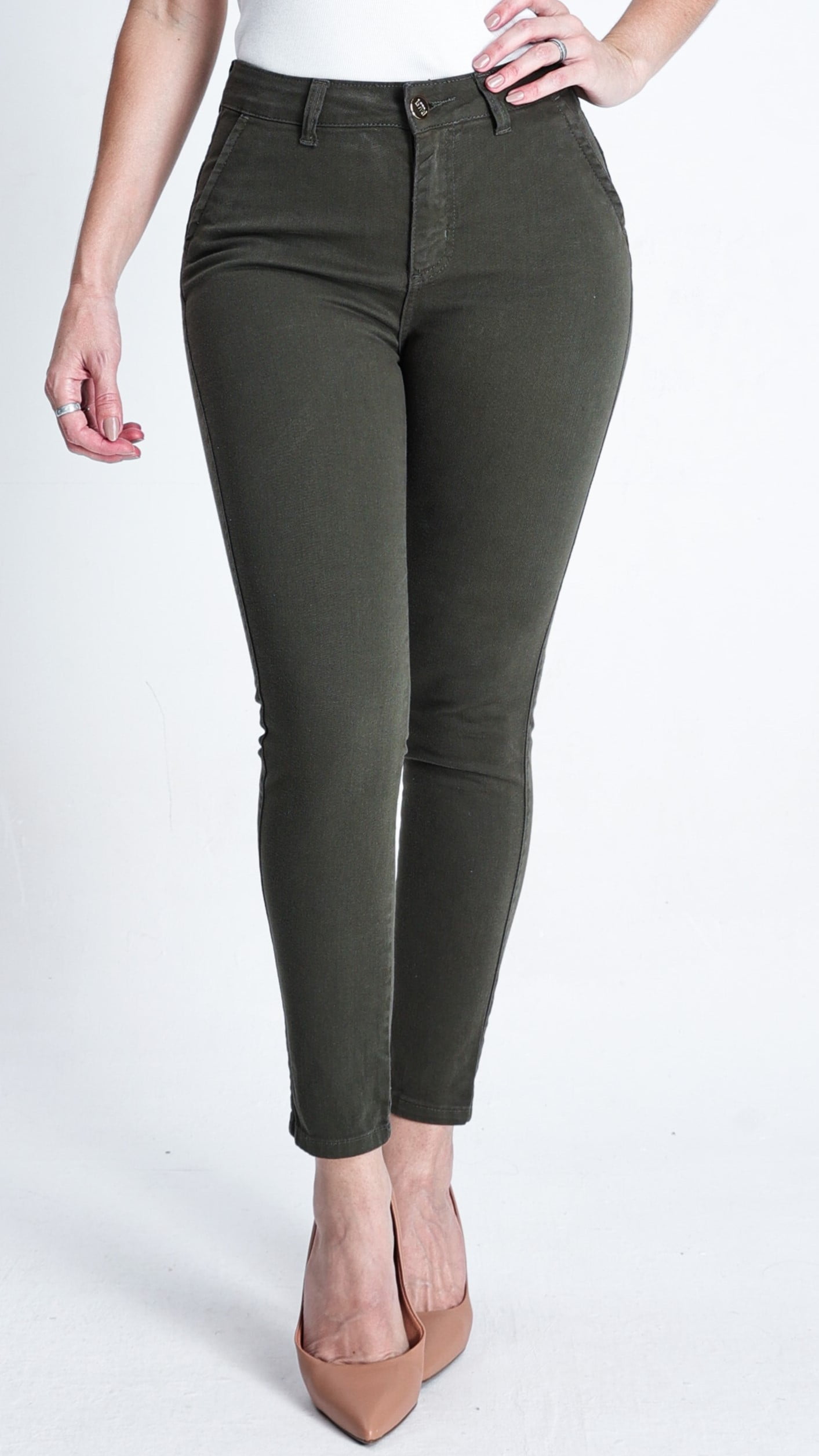 CALÇA VERDE FEMININA CIGARRETE COM BOLSO FACA REF5215 