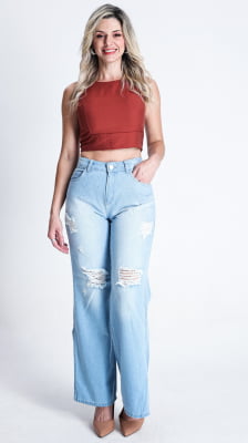 CALÇA JEANS FEMININA WIDE LEG REF5241