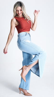 CALÇA JEANS FEMININA WIDE LEG REF5241