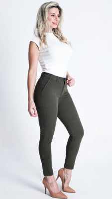 CALÇA VERDE FEMININA CIGARRETE COM BOLSO FACA REF5215 