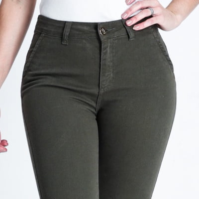 CALÇA VERDE FEMININA CIGARRETE COM BOLSO FACA REF5215 