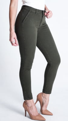 CALÇA VERDE FEMININA CIGARRETE COM BOLSO FACA REF5215 